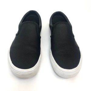 Black Perf Leather Slip-ons